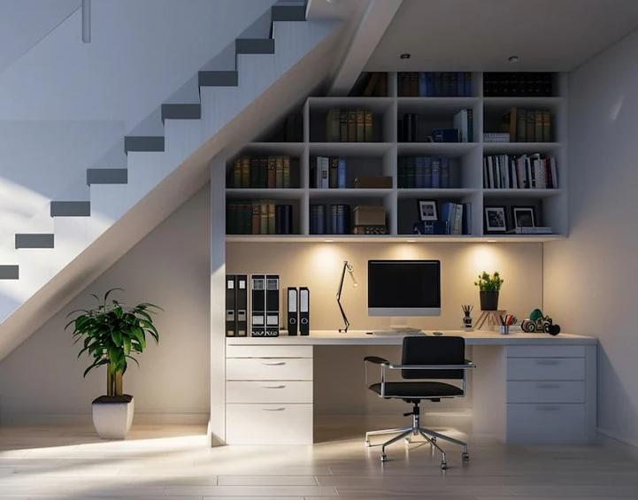 bureau sous l'escalier